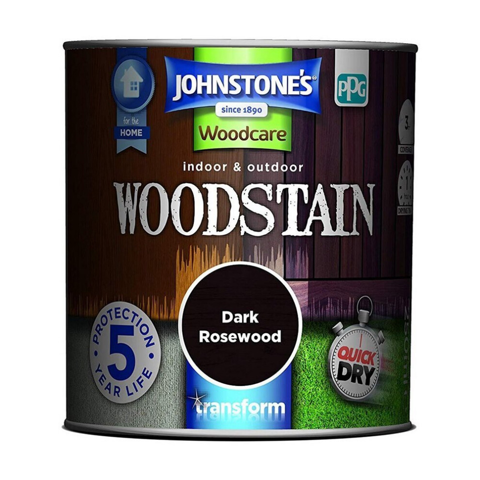 Johnstone's Woodcare Indoor & Outdoor Woodstain 250Ml Rosewood Dark