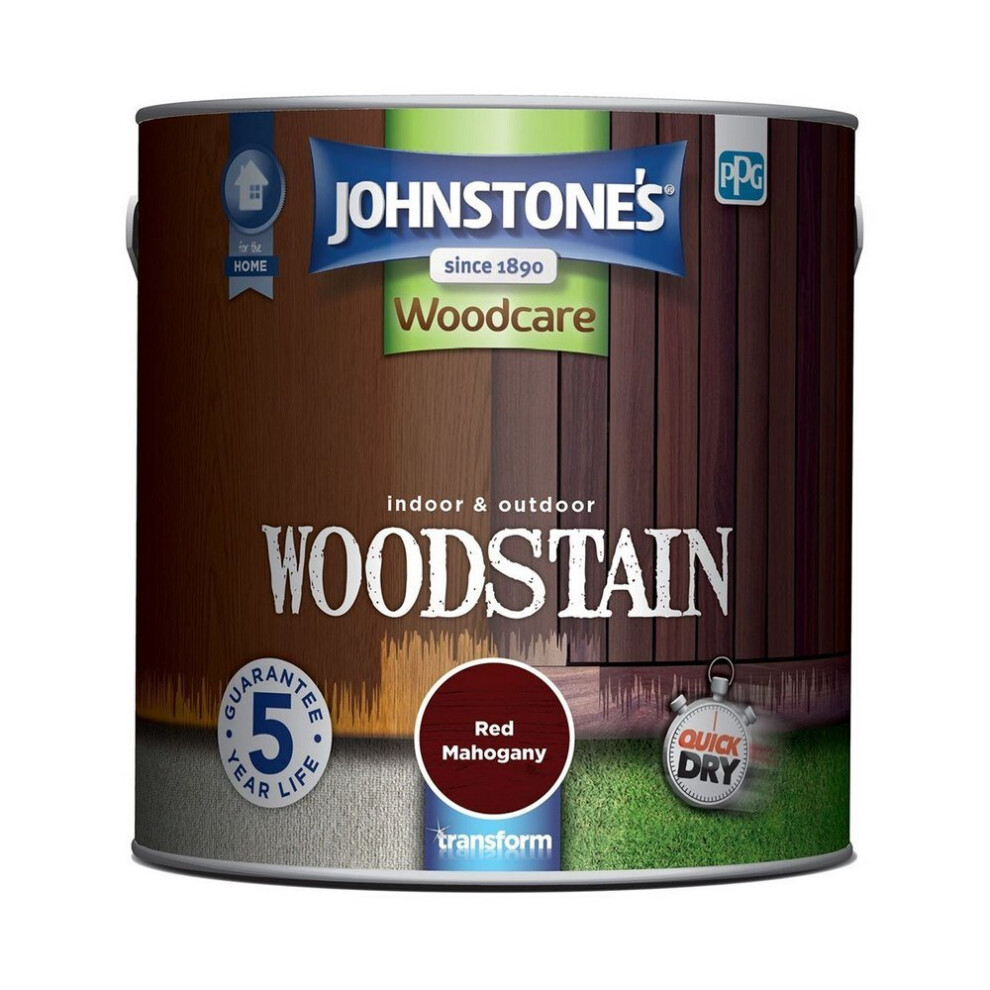 Johnstone's Woodcare Indoor & Outdoor Woodstain 2.5L Red Mahogany Red,Brown
