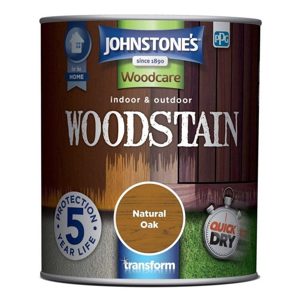 Johnstones Woodcare Indoor & Outdoor Woodstain 750Ml Natural Oak 5010426787275