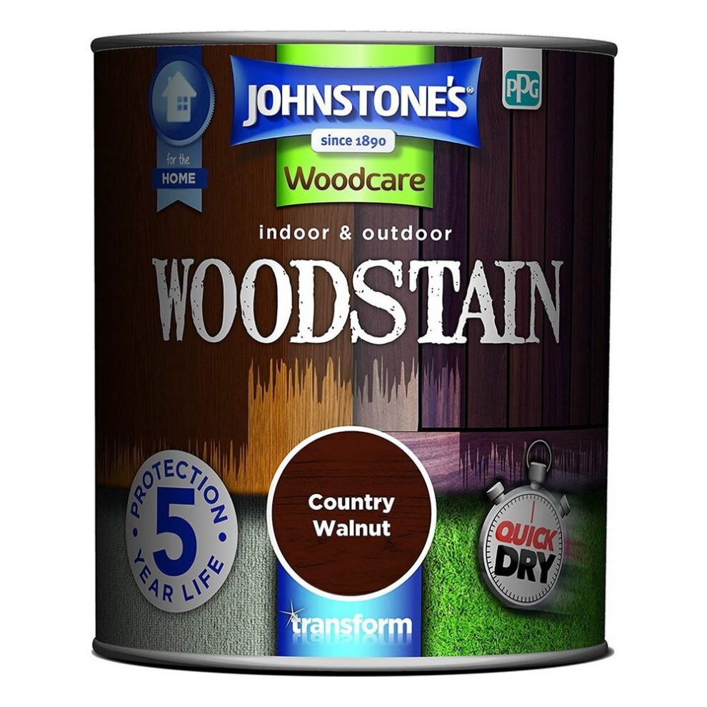 Johnstones Woodcare Indoor & Outdoor Woodstain 750ml Country Walnut