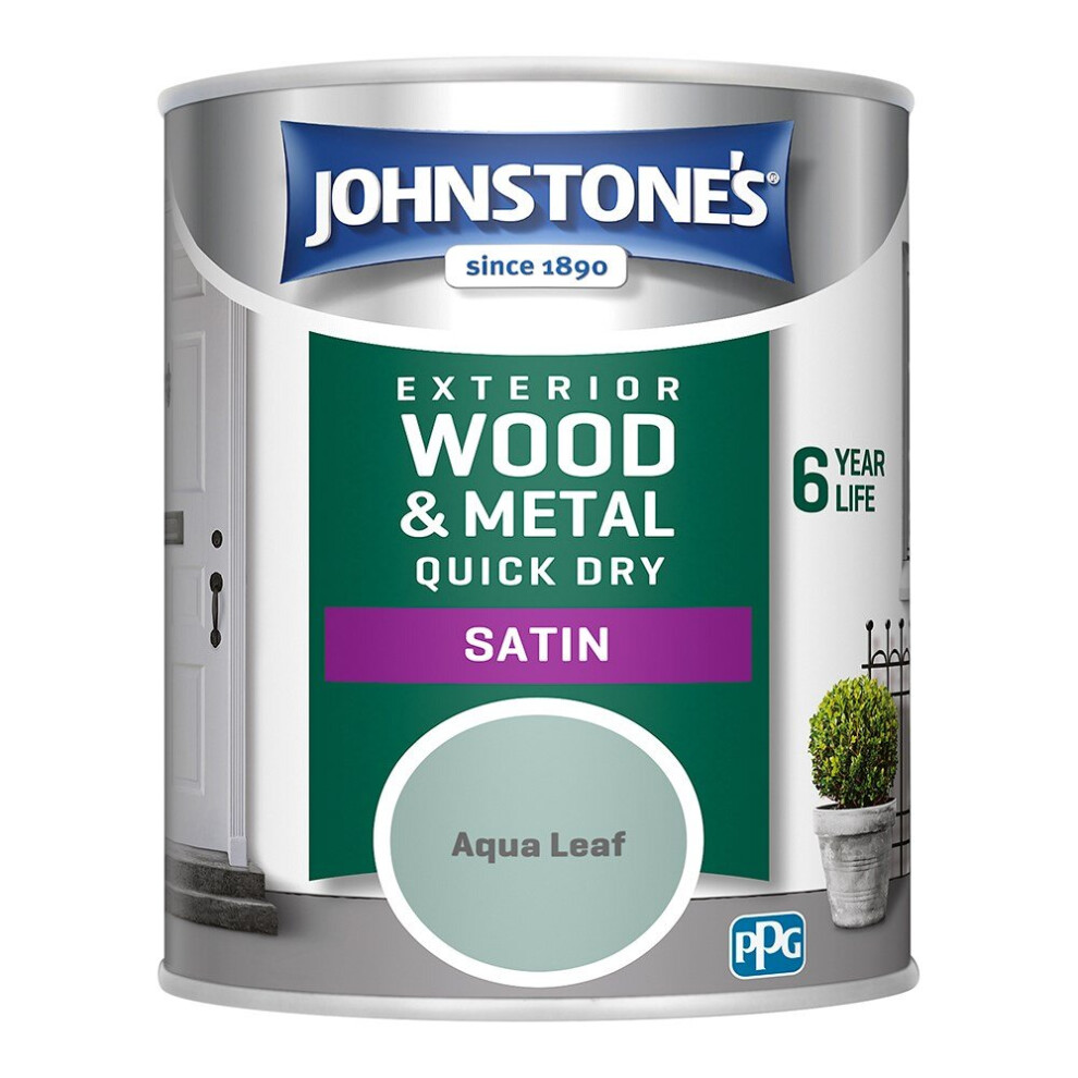 Johnstones Exterior Wood & Metal Quick Dry Satin Paint 750ml Aqua Leaf