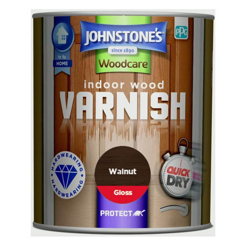 Johnstones Woodcare Indoor Wood Varnish 750ml Gloss Walnut