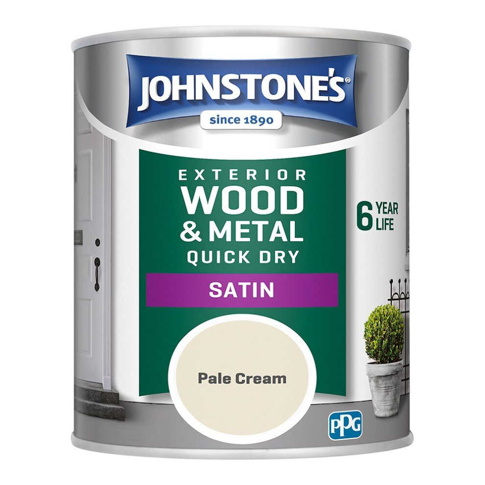 Johnstones Exterior Wood & Metal Quick Dry Satin Paint 750ml Pale Cream