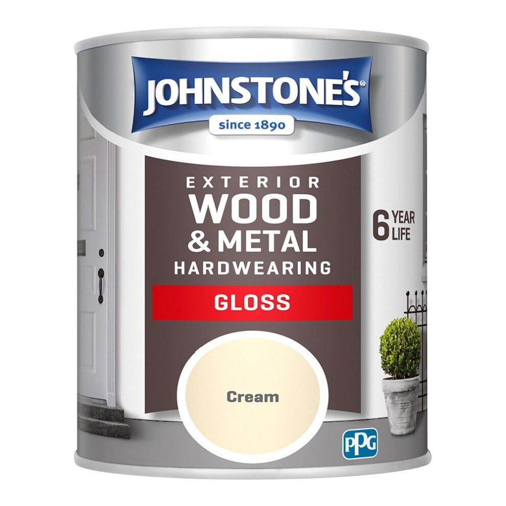 Johnstones Exterior Wood & Metal Hardwearing Gloss Paint 750ml Cream