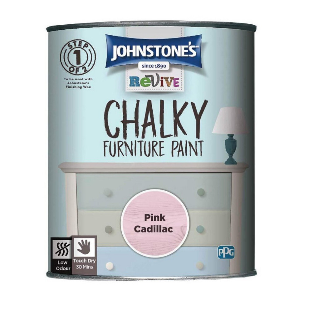 Johnstones Revive Chalky Furniture Paint 750ml Pink Cadillac