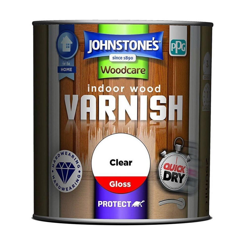Johnstone's Woodcare Indoor Wood Varnish 250Ml Gloss Clear