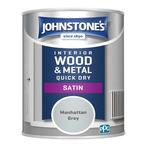 Johnstone's Johnstones Interior Wood & Metal Quick Dry Satin Paint 750ml Manhattan Grey