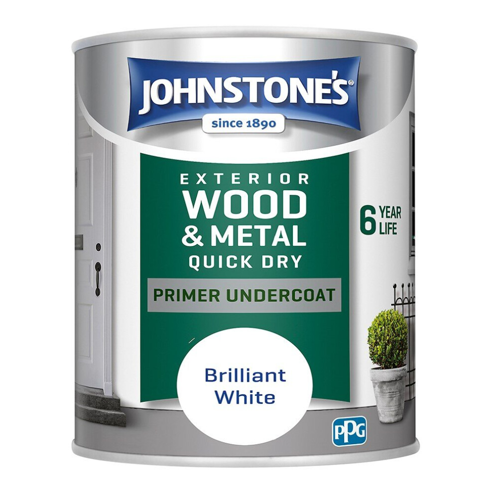 Johnstones Exterior Wood & Metal Quick Dry Primer Paint 750ml Brilliant White