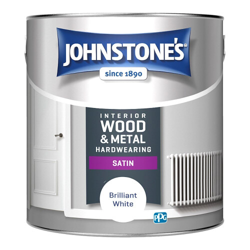 Johnstone's Johnstones Interior Wood & Metal Hardwearing Satin Paint 2.5l Brilliant White