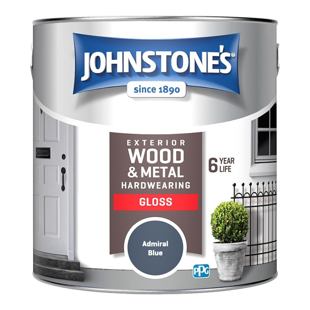 Johnstones Exterior Wood & Metal Hardwearing Gloss Paint 2.5l Admiral Blue