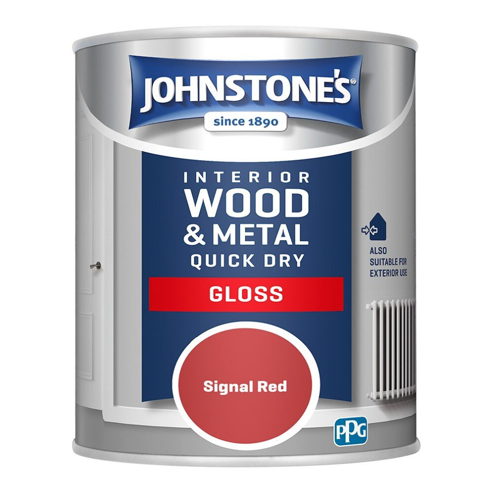 Johnstones Interior Wood & Metal Quick Dry Gloss Paint 750ml Signal Red