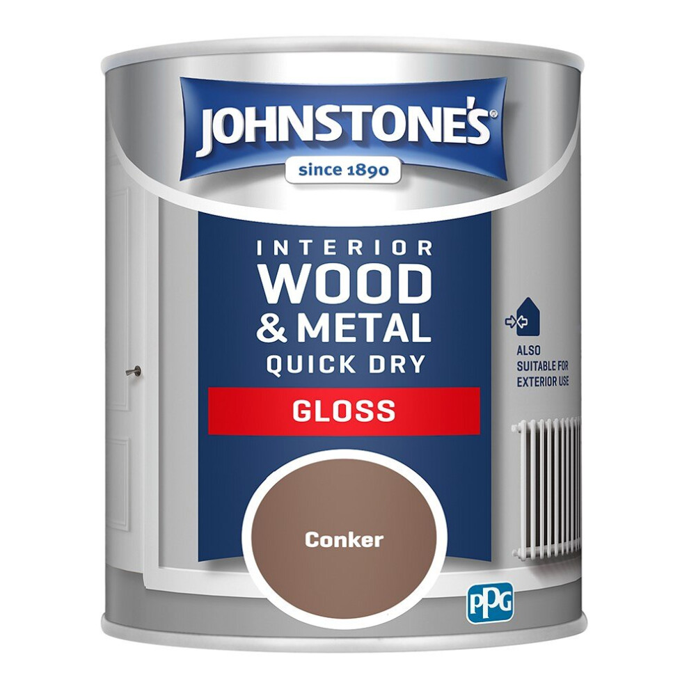 Johnstone's Interior Wood & Metal Quick Dry Gloss Paint 750Ml Conker