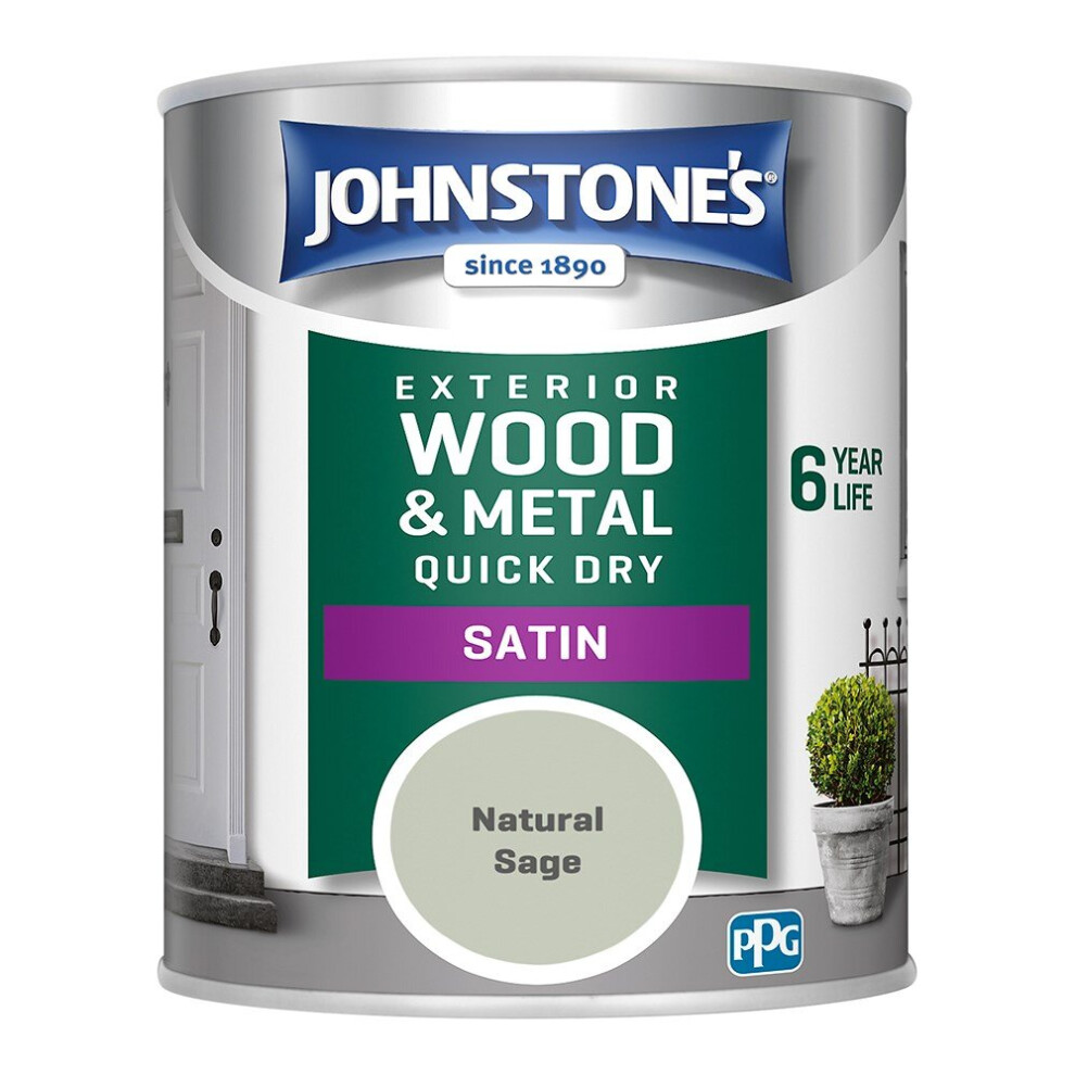 Johnstones Exterior Wood & Metal Quick Dry Satin Paint 750ml Natural Sage