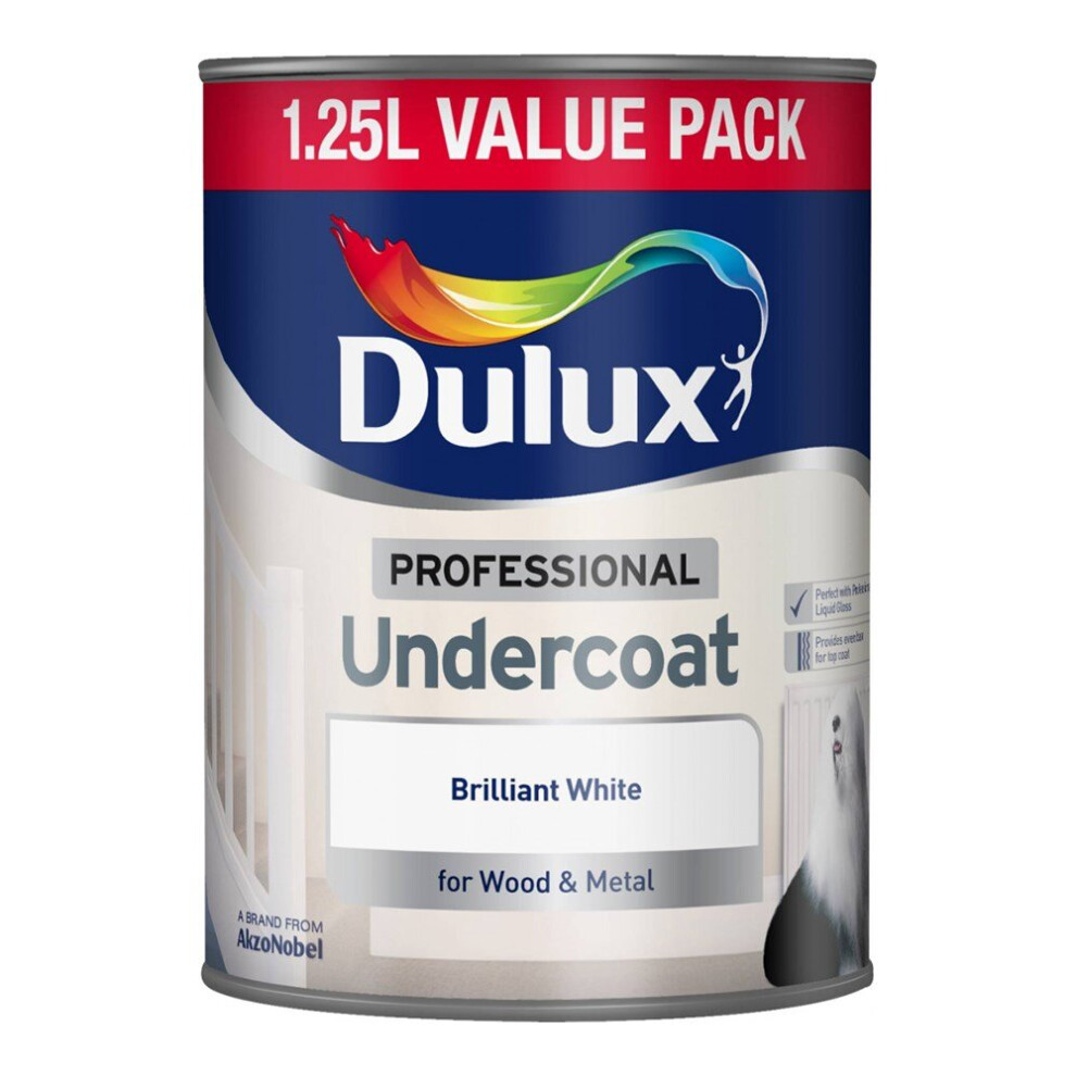 Dulux Undercoat for Wood & Metal Paint 1.25l Pure Brilliant White