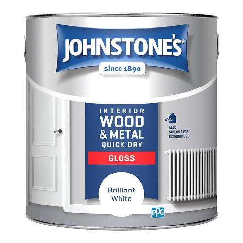 Johnstone's Johnstones Interior Wood & Metal Quick Dry Gloss Paint 2.5l Brilliant White