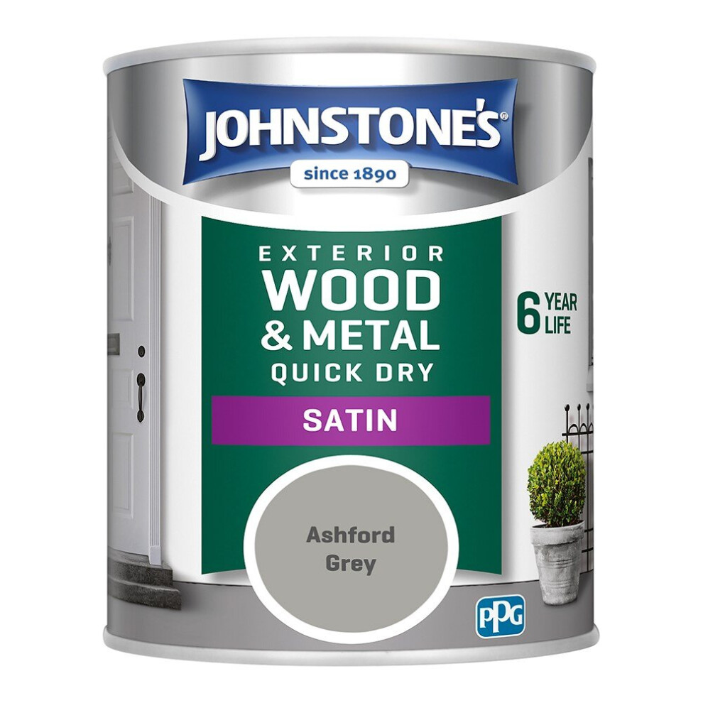 Johnstones Exterior Wood & Metal Quick Dry Satin Paint 750ml Ashford Grey