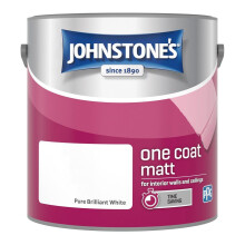 Johnstones One Coat Matt Wall Ceiling Emulsion Paint 2.5l Pure Brilliant White