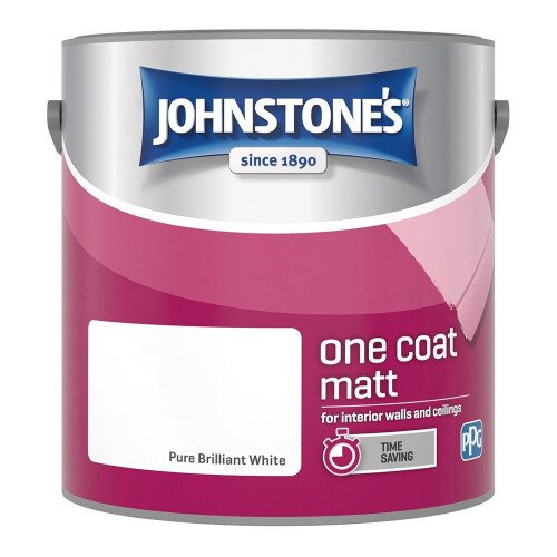 Johnstone's Johnstones One Coat Matt Wall Ceiling Emulsion Paint 2.5l Pure Brilliant White