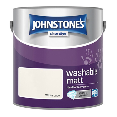 Johnstone's Johnstones Washable Matt Wall Emulsion Paint 2.5l White Lace