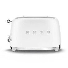 Smeg TSF01WHMUK 950W Retro 2-Slice Toaster, White - Extra-Wide Slots, 6 Browning Levels, 4 Functions Reheat/Defrost/Bagel/Cancel, Removable Crumb Tray