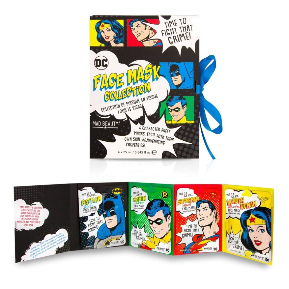 Mad Beauty Warner Brothers Dc Face Mask Collection Set Of 4 Cruelty Free