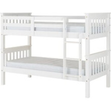 Neptune Single 3ft Bunk MDF Bed Frame White With Pine Slats