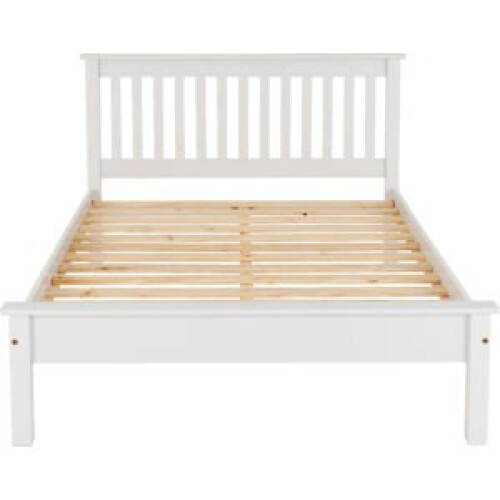 Seconique Monaco King 5ft-150cm MDF Bed Frame Low Foot End White With Pine Slats 2