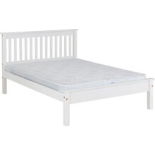 Monaco King 5ft-150cm MDF Bed Frame Low Foot End White With Pine Slats