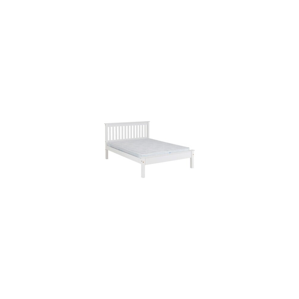 Monaco King 5ft-150cm MDF Bed Frame Low Foot End White With Pine Slats