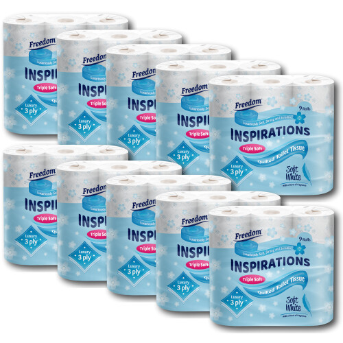 Freedom 90 Rolls 3 Ply Soft White Toilet Paper Roll