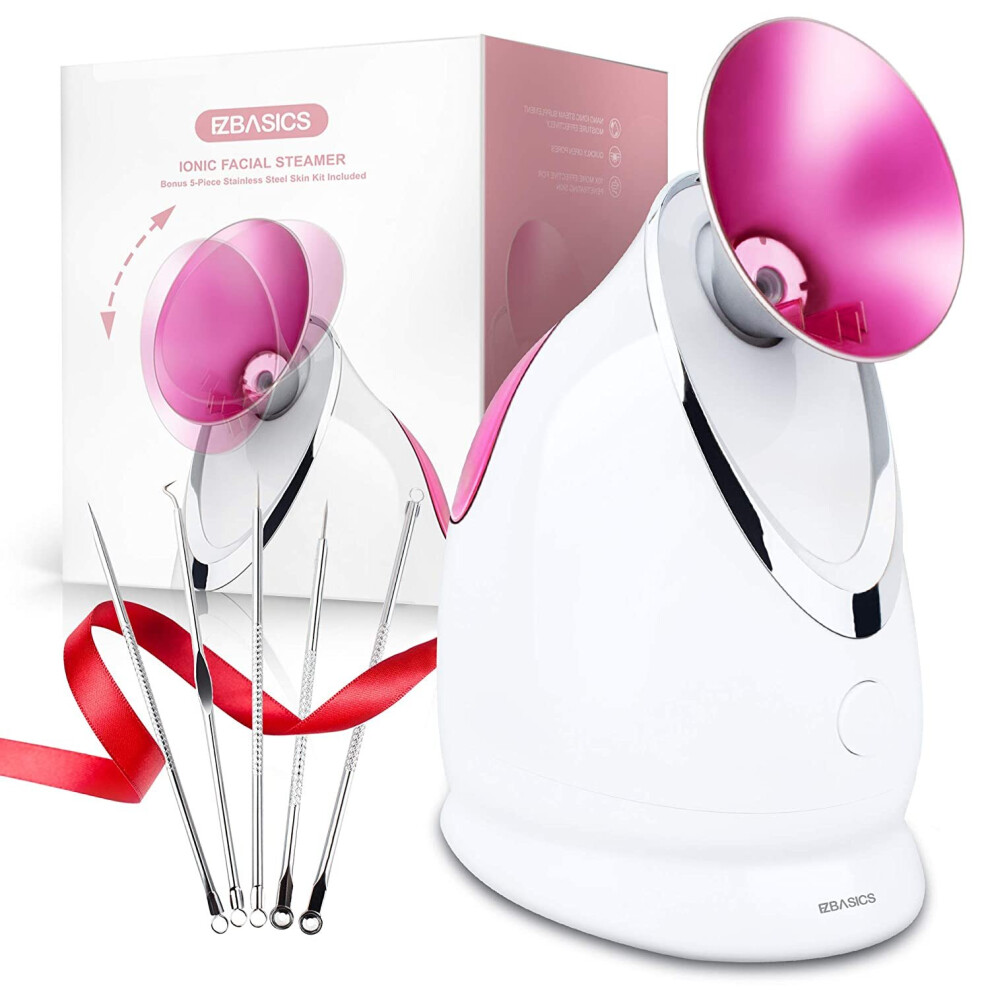 Ezbasics Facial Steamer Nano Ionic Face Steamer For Home Facial, Warm Mist Humidifier Atomizer For Face Sauna Spa Sinuses Moisturizing, Unclogs Pores