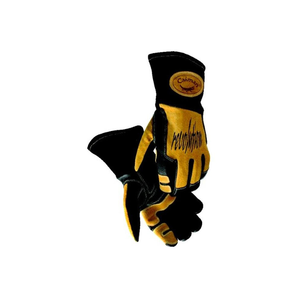 Caiman 607-1832-L Caiman Revolution Welding Gloves For Mig-Stick Welding, Revolution Ii Black Gold Lg 710927183259