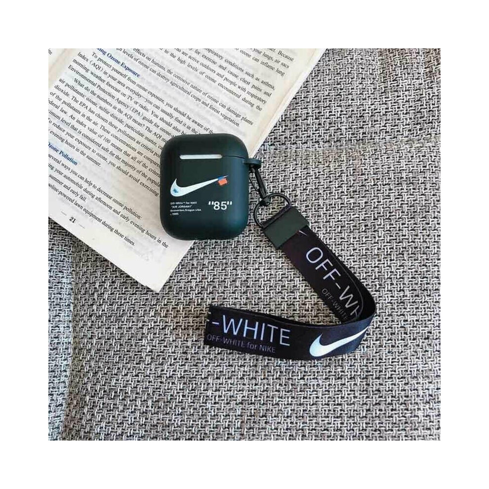 (Black, Apple Airpods Gen 1 & 2) Off White Nike Airpods Case Airpods 1 & 2 Airpods Pro Lanyard included Ships from UK