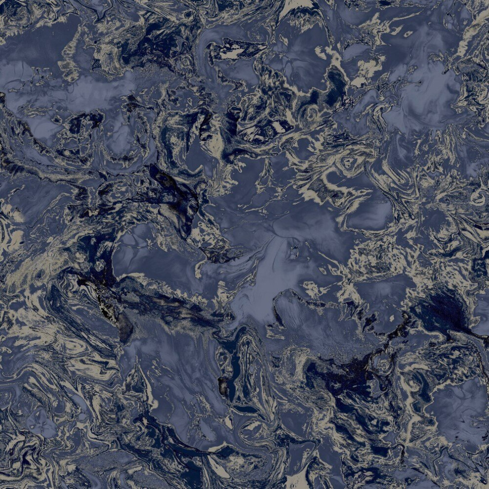 Debona Liquid Marble Navy Silver Wallpaper 6365 - Metallic Glitter, Extra Washable, 53 Cm X 10 M Roll - Image 5