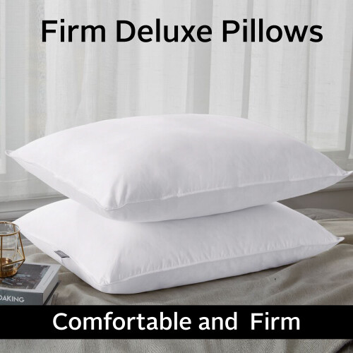 (FIRM DELUXE PILLOWS x2) Luxury Pillows Pair Super Soft Memory Foam Pillows 2