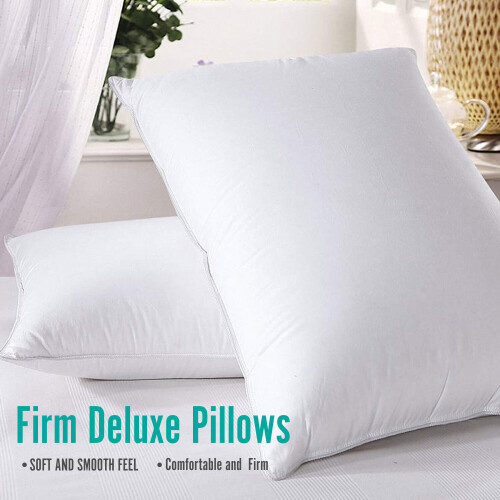 (FIRM DELUXE PILLOWS x2) Jumbo Pillows Pair Luxury Soft Bedding Pillows Set 1