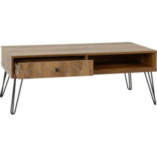 Seconique Ottawa 1 Drawer Coffee Table MDF Drawer Base Medium Oak Effect/Black 1