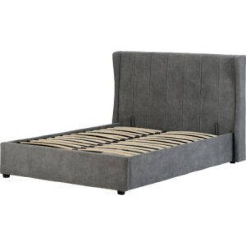 Seconique (Double4ft 6inch-135cm)Amelia Plus Storage Metal Bed Frame Dark Grey Fabric 1