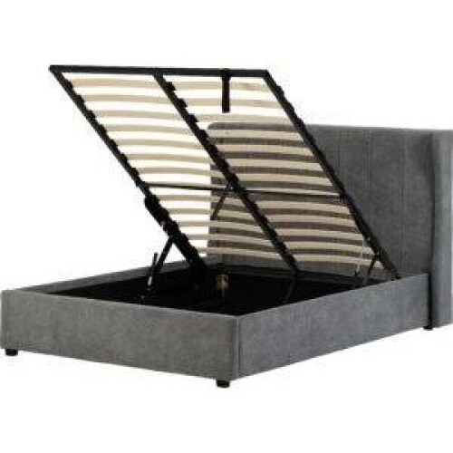Seconique (Double4ft 6inch-135cm)Amelia Plus Storage Metal Bed Frame Dark Grey Fabric