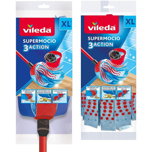 Vileda SuperMocio 3Action XL Mop with Extra Refill - 0150-2 Vileda x 2