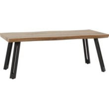 Quebec Wave Edge Coffee Table Metal -Medium Oak Effect/Black
