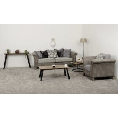 Seconique Quebec Round Coffee Table Set Metal Plastic Feet-Medium Oak Effect/Black 1