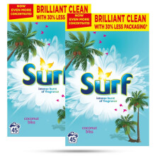 (Buy 2 - Coconut Bliss) 2x of 45W Surf Laundry Detergent Powder Fresh Lavender, Total 90 Washes