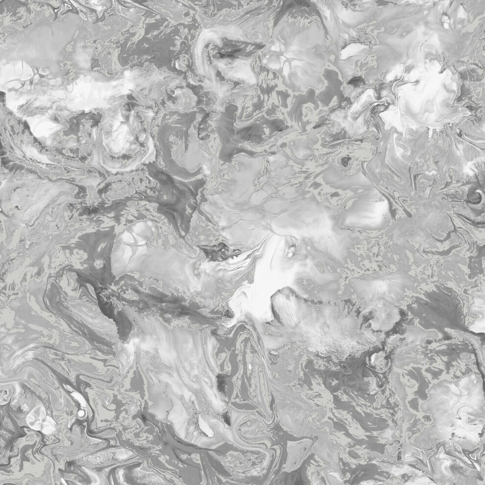 Metallic Ripple Liquid Marble Elixir Grey Silver Shimmer Wallpaper 5060802620290
