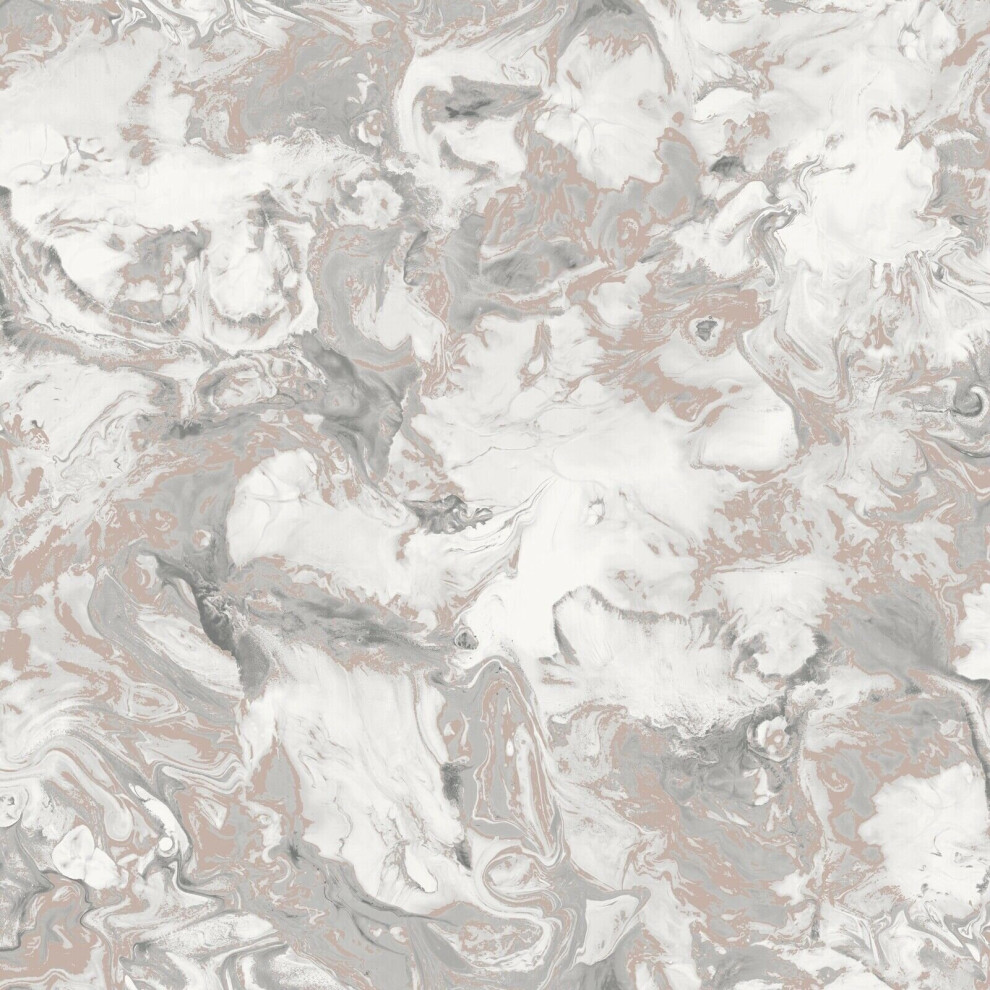 Metallic Ripple Liquid Marble Elixir Swirl Rose Gold Shimmer Wallpaper 5060802620306