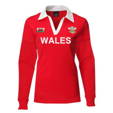 (WALES, UK 20-22) Women's Wales Cymru Long Sleeve V Collar Rugby Top