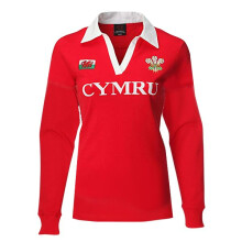 (CYMRU, UK 12-14) Women's Wales Cymru Long Sleeve V Collar Rugby Top