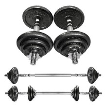 PROIRON 20kg Cast Iron Adjustable Dumbbell Set Hand Weight with Solid Dumbbell Handles Changed into Barbell Handily Perfect for Bodybuilding Fitness