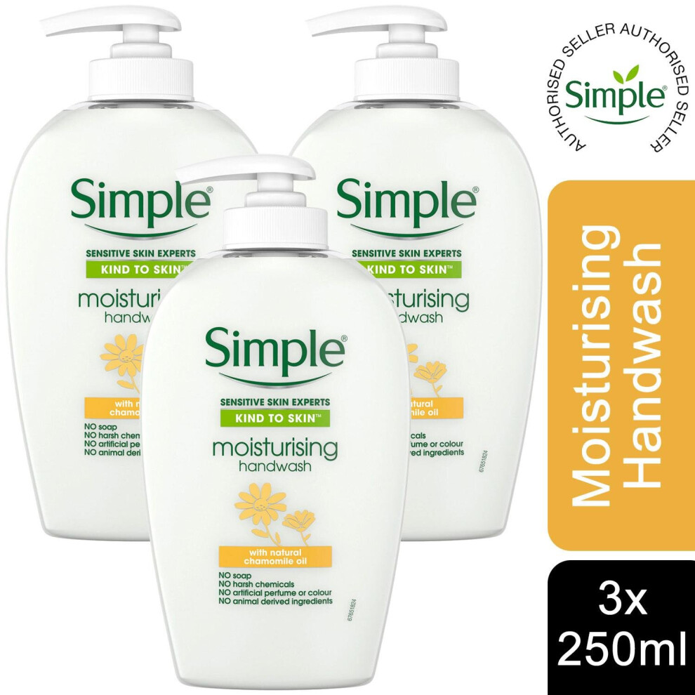 (Buy 3: Moisturising) 3pk 250ml Simple Kind to Skin Sensitive Hand Wash