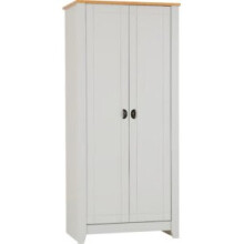 Ludlow 2 Door MDF Wardrobe Grey/Oak Lacquer With Metal Hinges/Handles